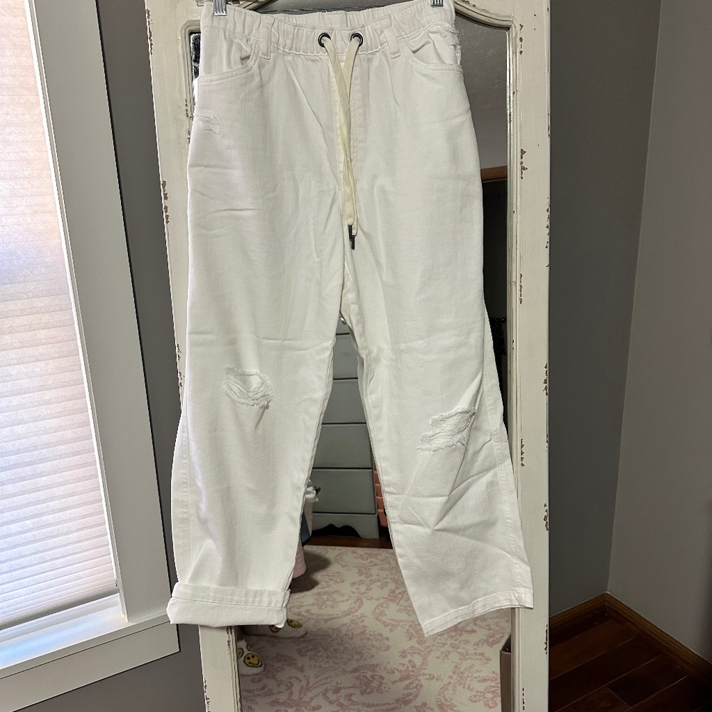 Aerie white ripped  jeans size l